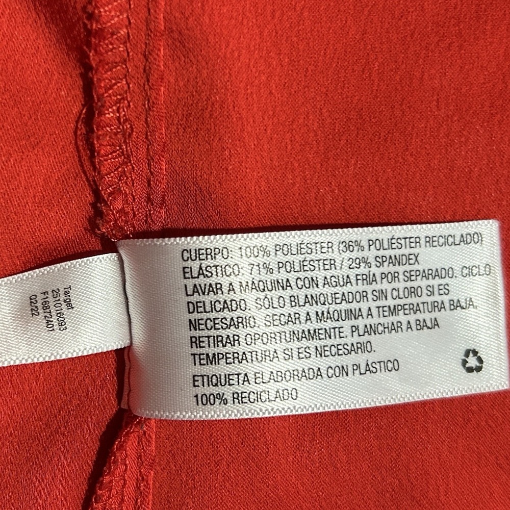 LA LIGNE Red Midi Dress sz L Smocked Bodice Balloon Sleeve Minimalist Workwear - Picture 11 of 12